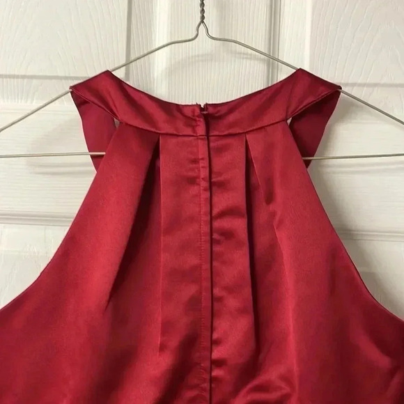 David’s Bridal Maroon Wine Halter Bridesmaid Dress Ruched Boddess - Picture 7 of 8